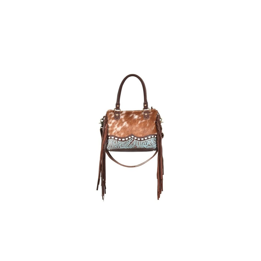 Myra Bag  Upcycled Canvas & Cowhide Concealed Carry Leather  Bag - Picture 4 of 6